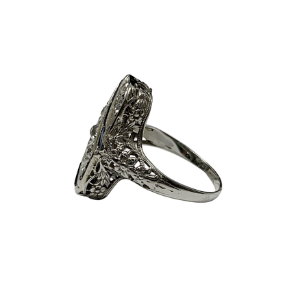 Sapphire & Diamond Art Deco Ring
