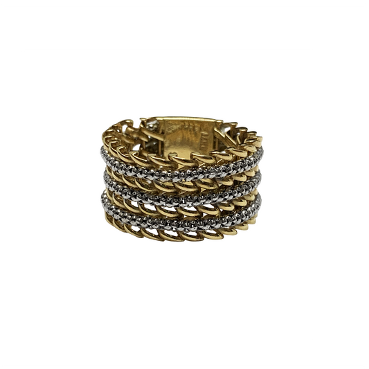 Bi-Gold Wide Band Ring