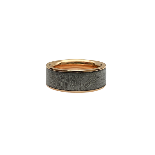 Banded Ladder Damascus & Rose Gold Rails, 7mm