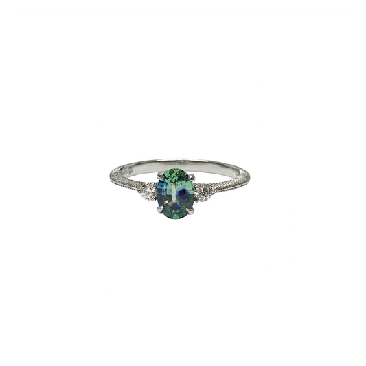 Oval Montana Sapphire and Diamond Ring
