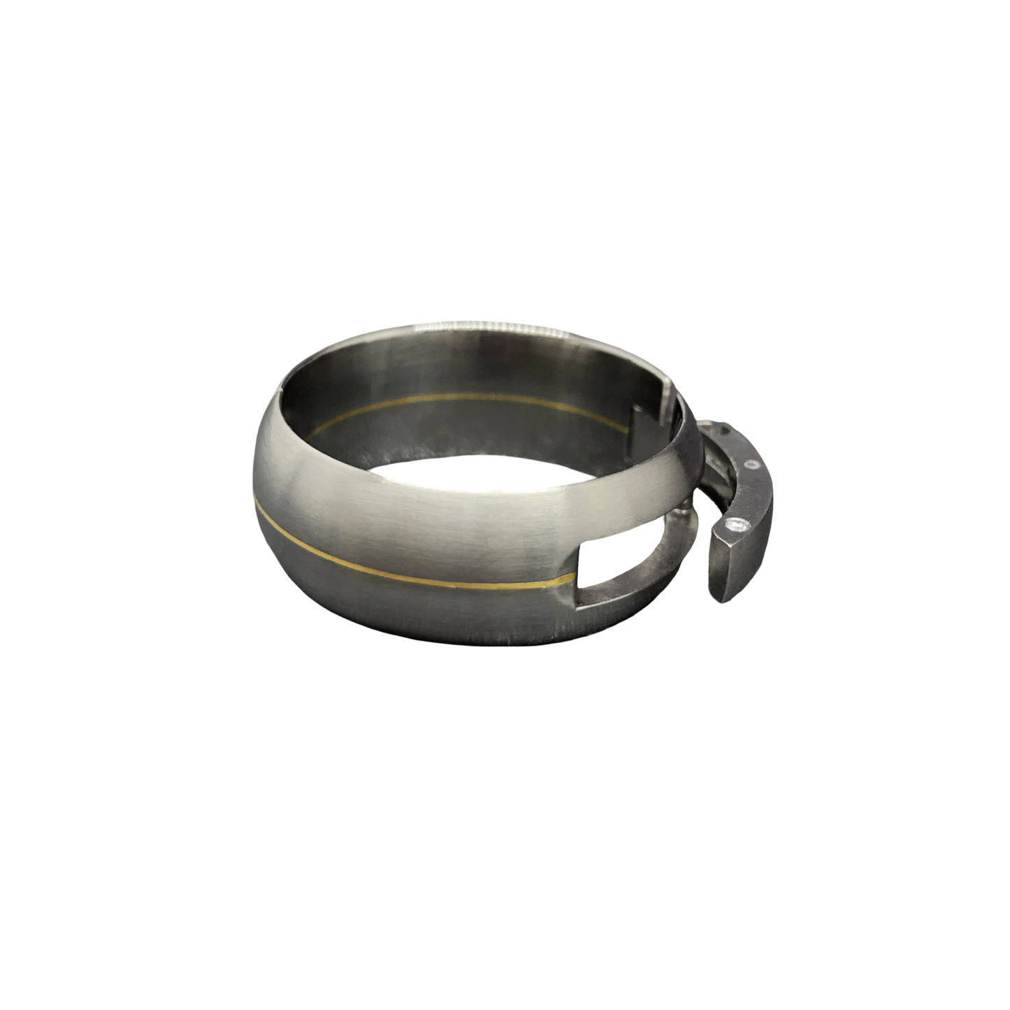 Titanium and 18K Yellow Gold Stripe Band