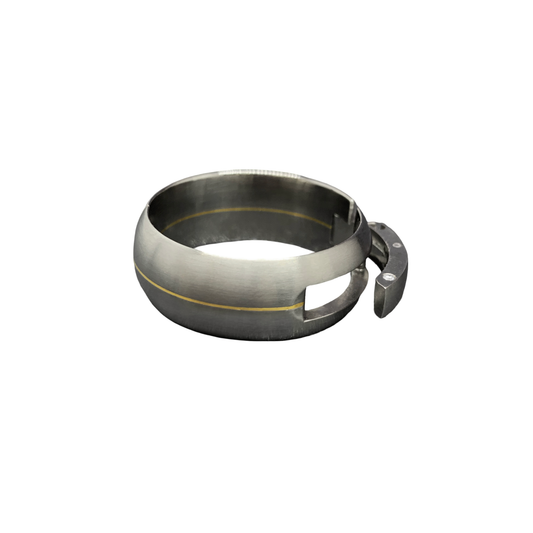 Titanium and 18K Yellow Gold Stripe Band