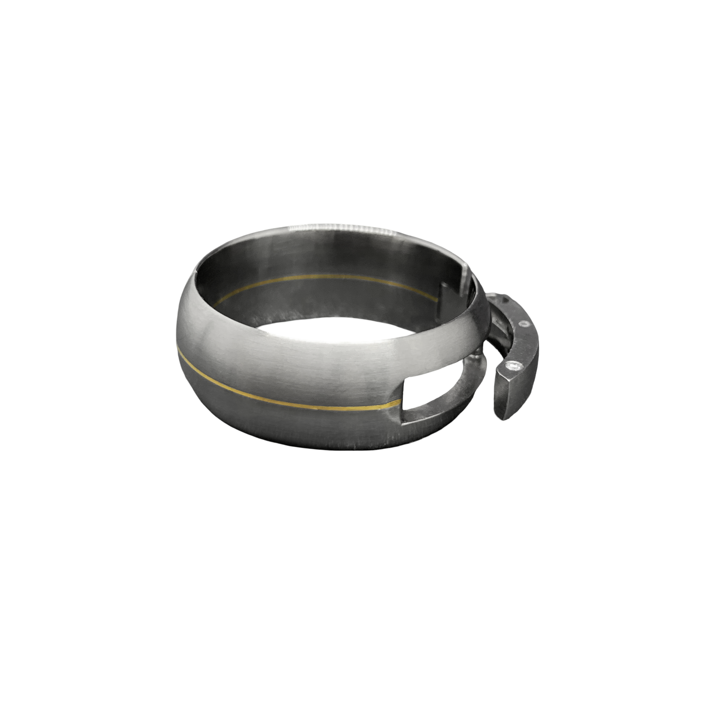 Titanium and 18K Yellow Gold Stripe Band