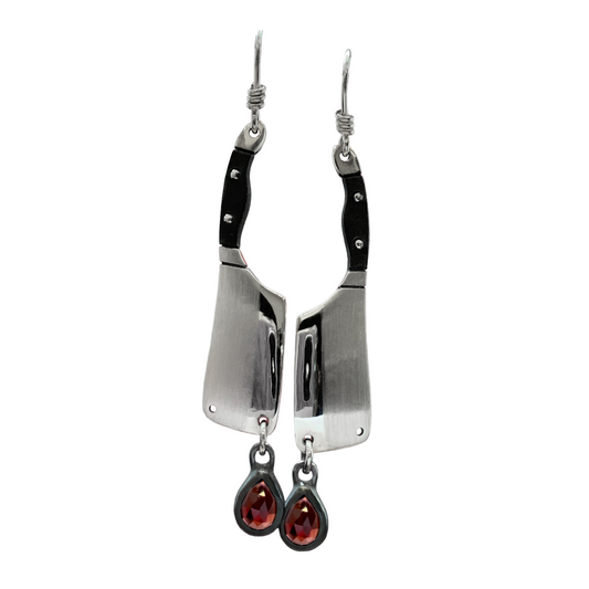 Meat Cleaver Earrings - Silver