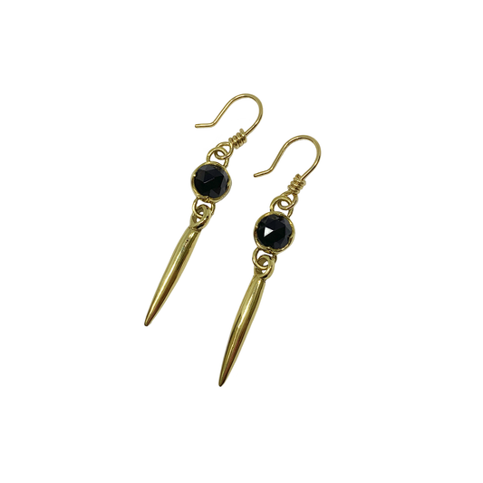 Bronze Spike Earrings with Black Onyx