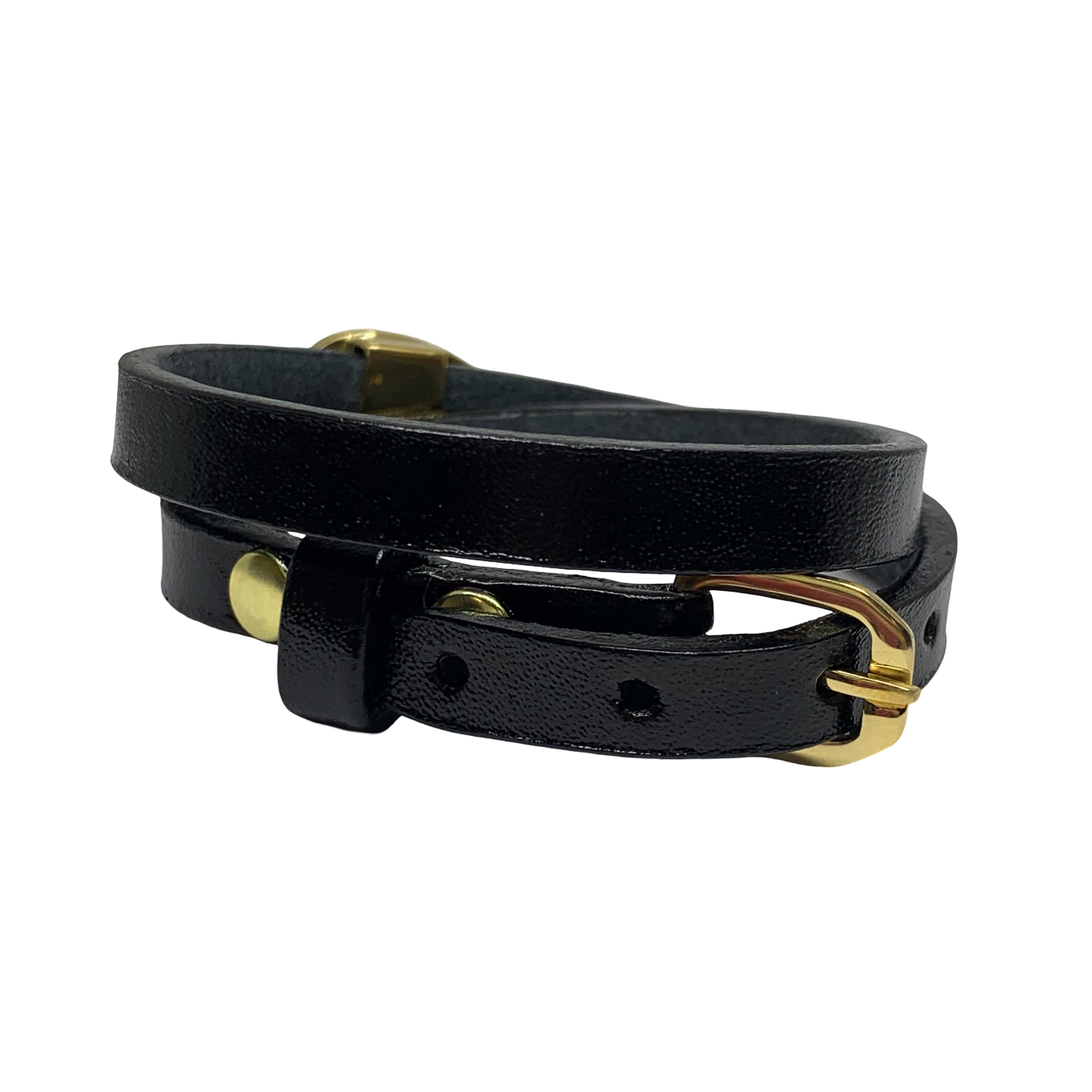 Black Leather Rhodonite Wrap Bracelet