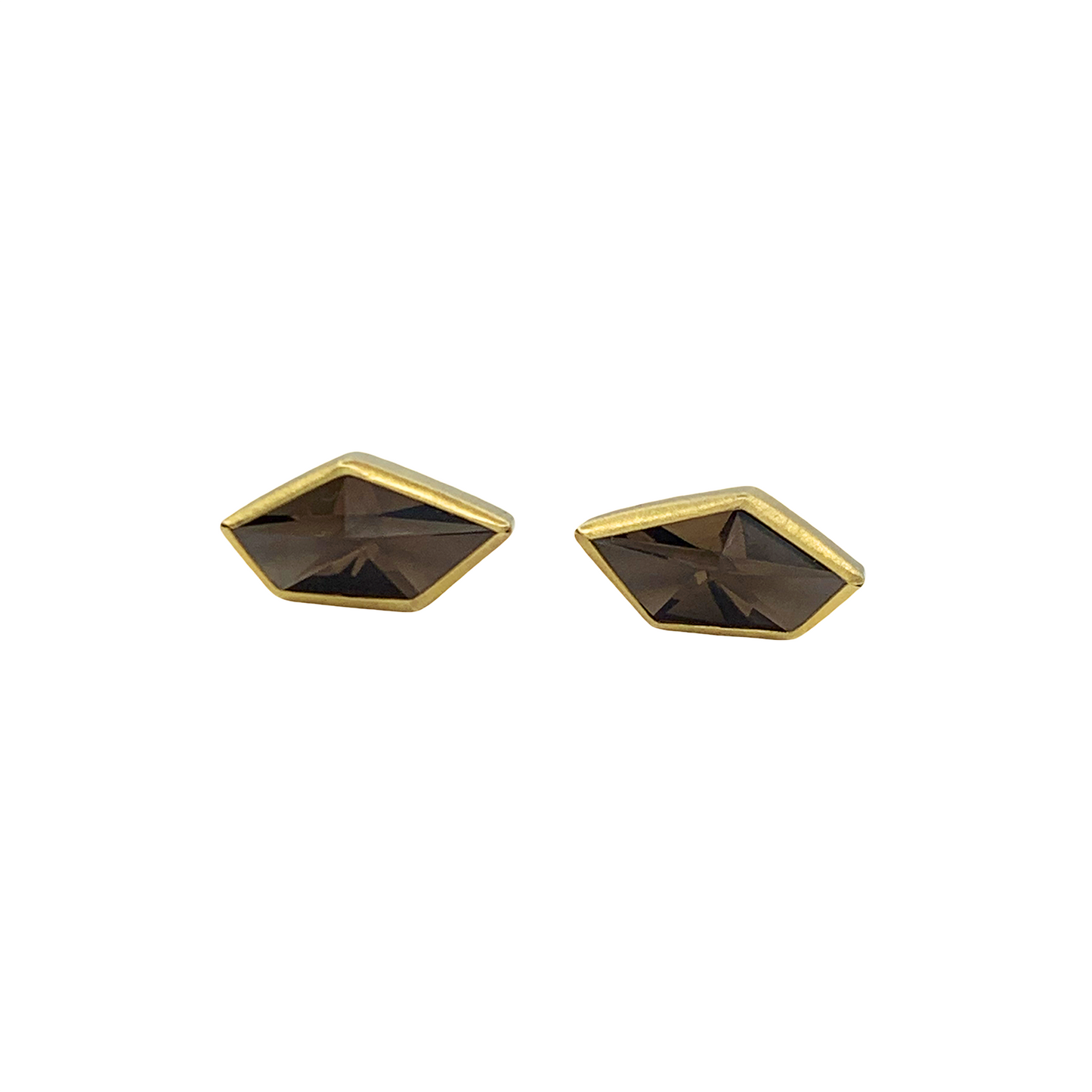Smokey Quartz Geometric Stud Earrings
