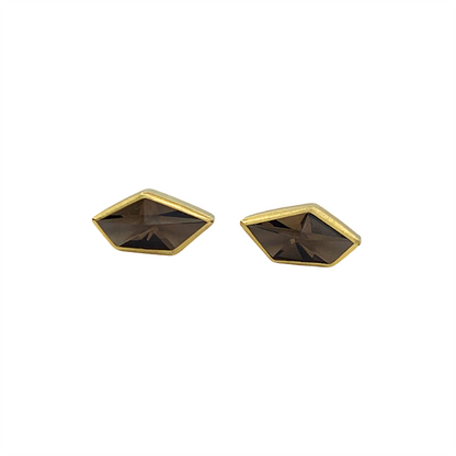 Smokey Quartz Geometric Stud Earrings