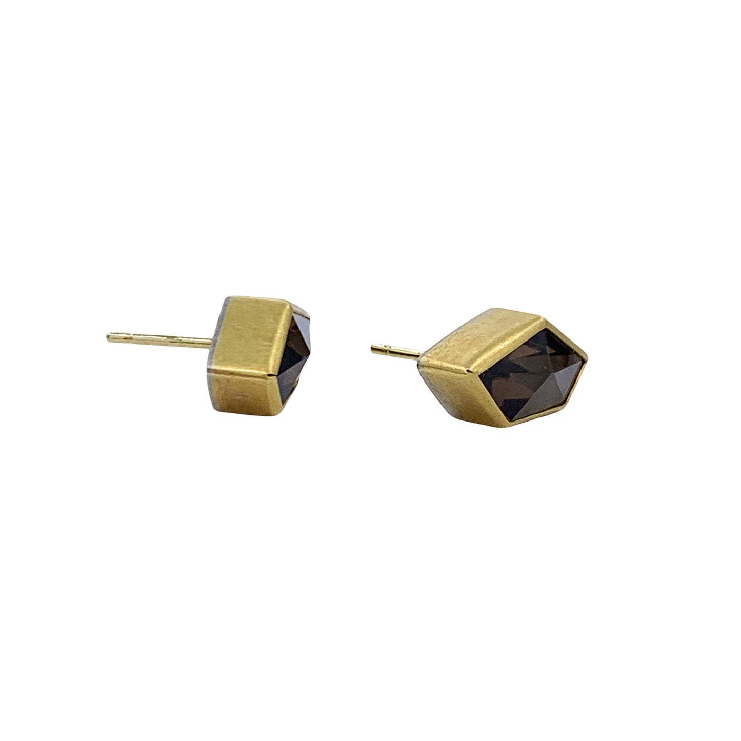 Smokey Quartz Geometric Stud Earrings