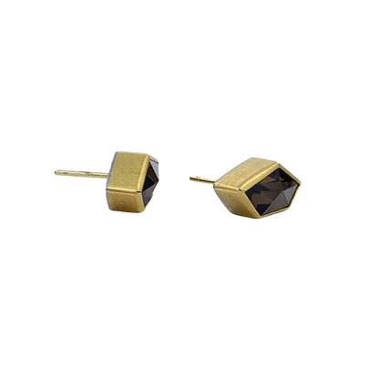 Smokey Quartz Geometric Stud Earrings