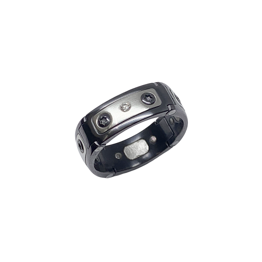 Titanium Black PVD, Platinum & Diamond Band