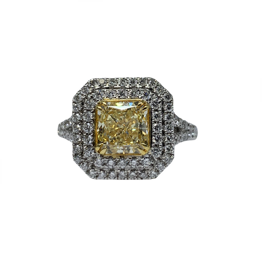Fancy Yellow Diamond Halo Ring