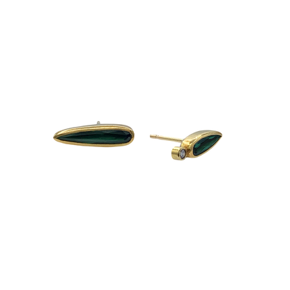 Tourmaline & Diamond Mismatched Stud Earrings