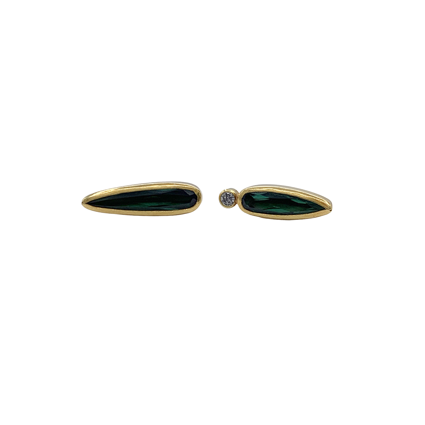 Tourmaline & Diamond Mismatched Stud Earrings