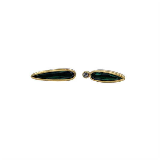 Tourmaline & Diamond Mismatched Stud Earrings