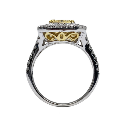 Fancy Yellow Diamond Halo Ring