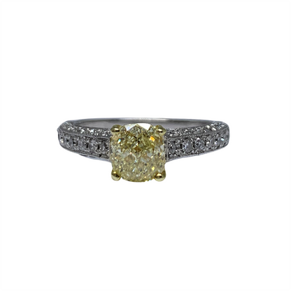 Cushion Cut Yellow Diamond Ring