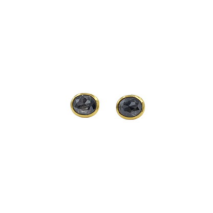 Grey Diamond Oval Stud Earrings