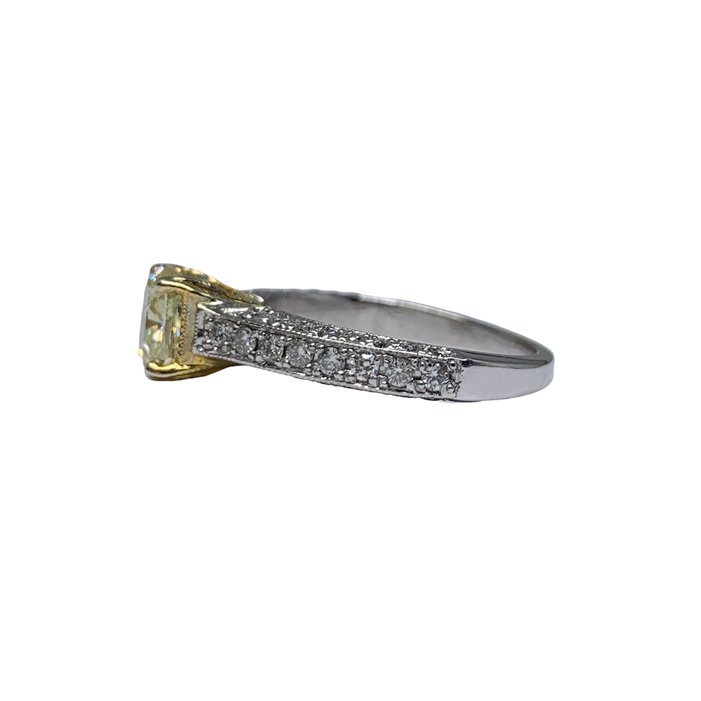 Cushion Cut Yellow Diamond Ring