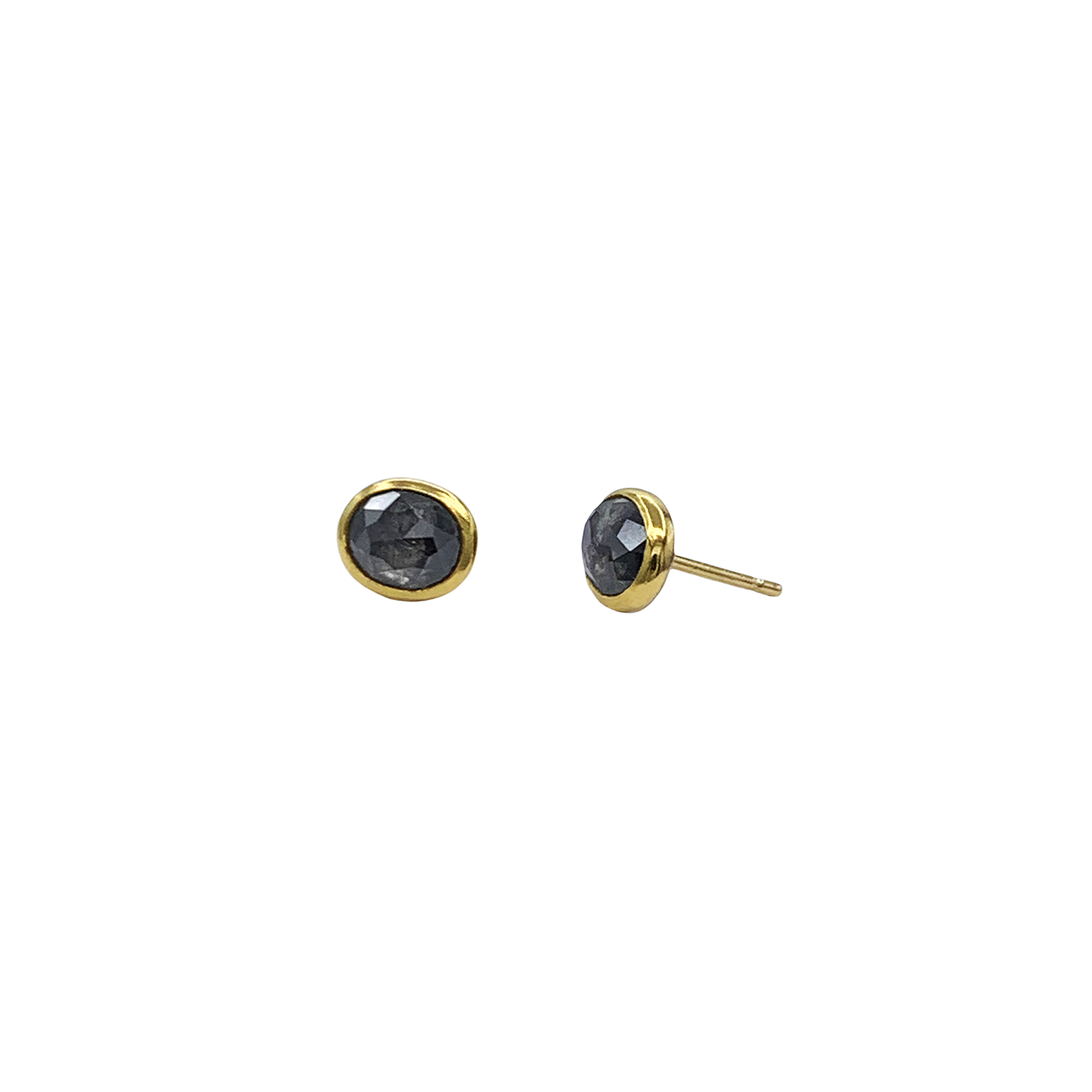 Grey Diamond Oval Stud Earrings