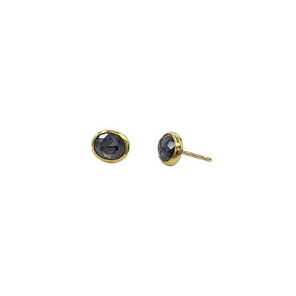 Grey Diamond Oval Stud Earrings