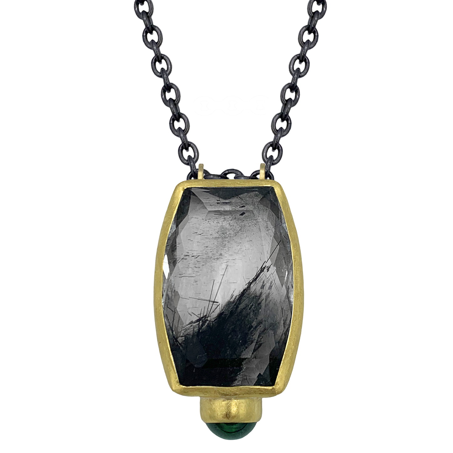Tourmaline in Quartz & Cat's Eye Tourmaline Pendant