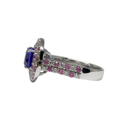 Tanzanite, Pink Sapphire, & Diamond Ring