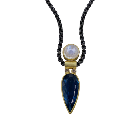 Tourmaline, Moonstone & Diamond Pendant