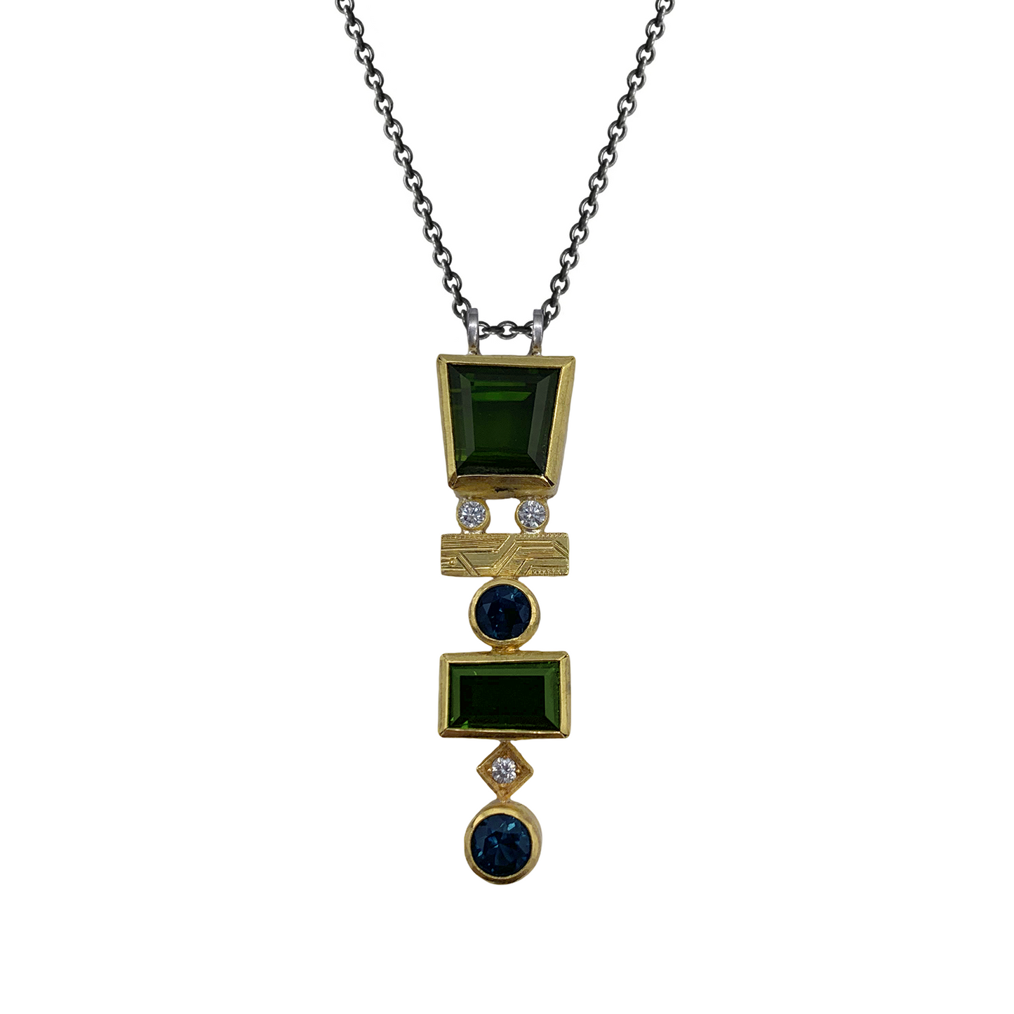 Tourmaline & Diamond Totem Pendant