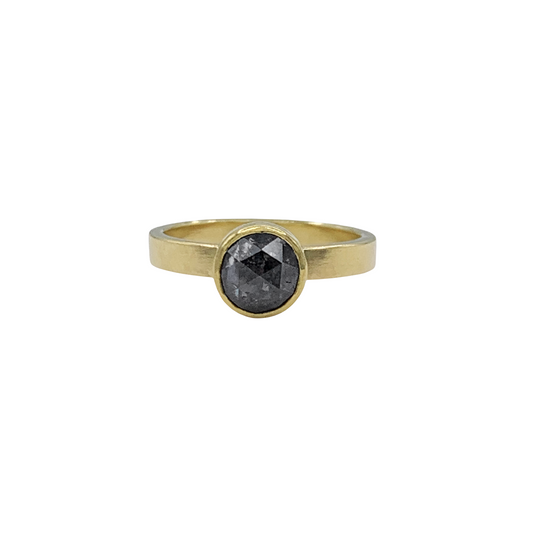 Grey Diamond Round Rosecut Ring