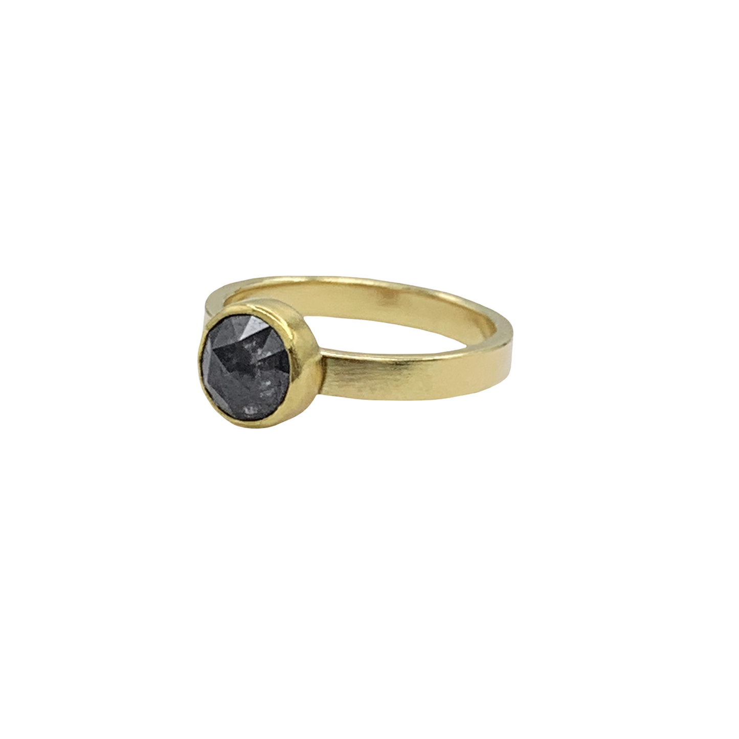 Grey Diamond Round Rosecut Ring