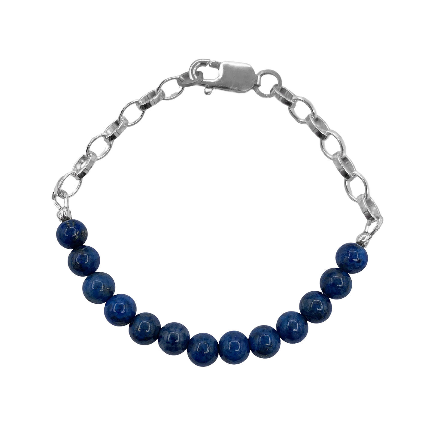 Lapis Beaded Bracelet in Silver