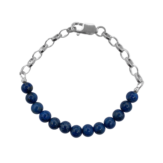 Lapis Beaded Bracelet in Silver