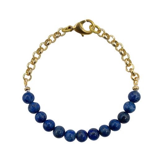 Lapis Beaded Bracelet in Brass