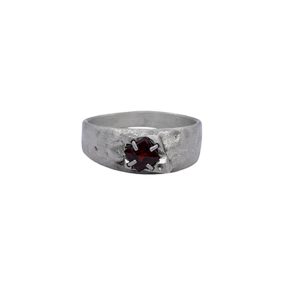 Garnet Mountain Silver Ring