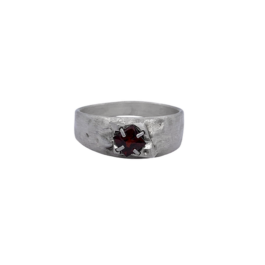 Garnet Mountain Silver Ring