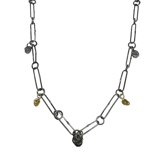 Linked Chain with Mixed Metal Drops