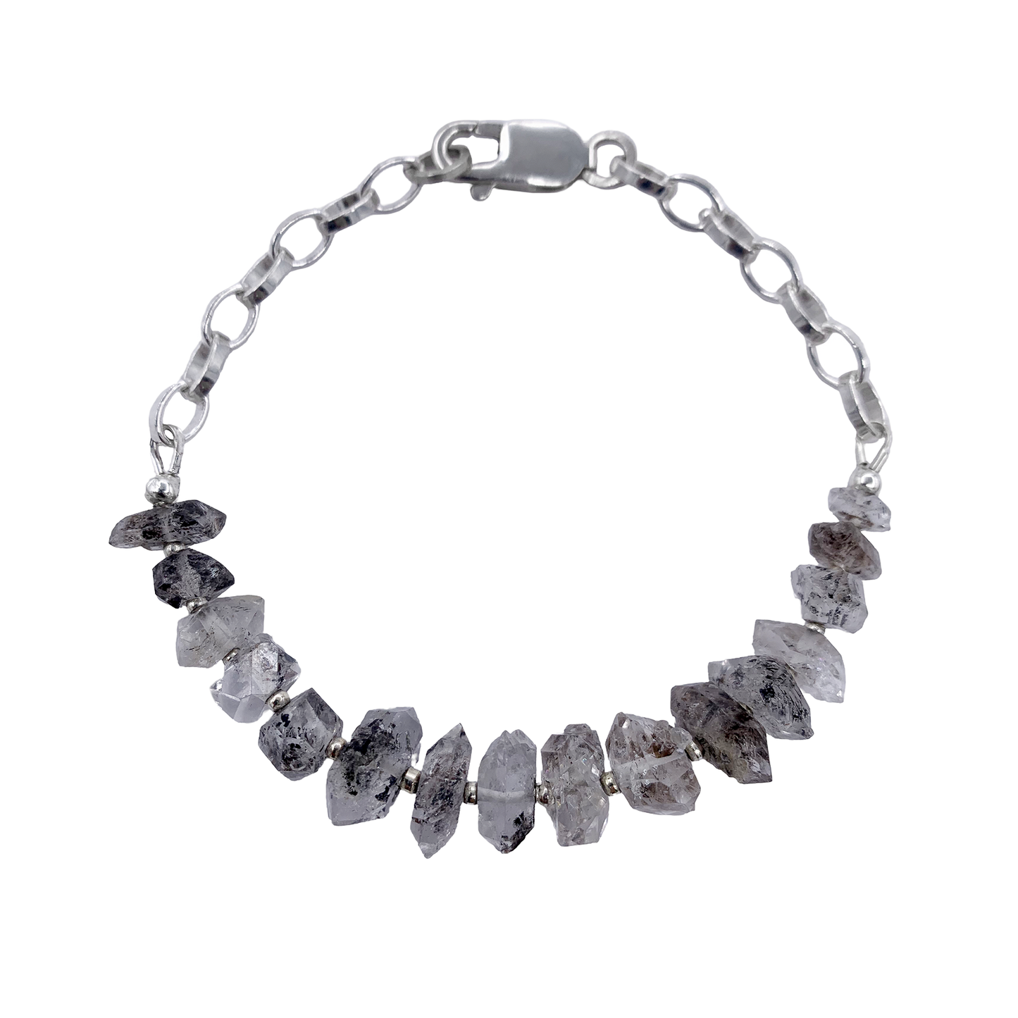 Herkimer Diamond Beaded Bracelet in Silver