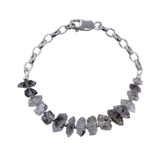 Herkimer Diamond Beaded Bracelet in Silver