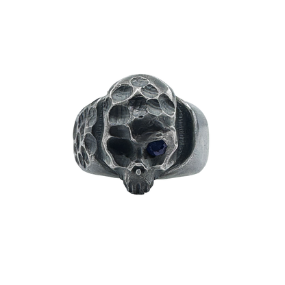 Skull Ring with Sapphire