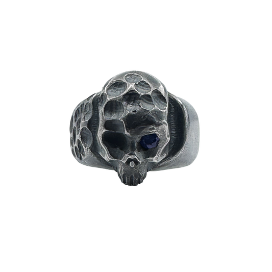Skull Ring with Sapphire