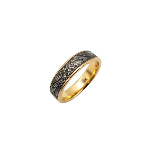 Damascus & Yellow Gold Rails, 5mm