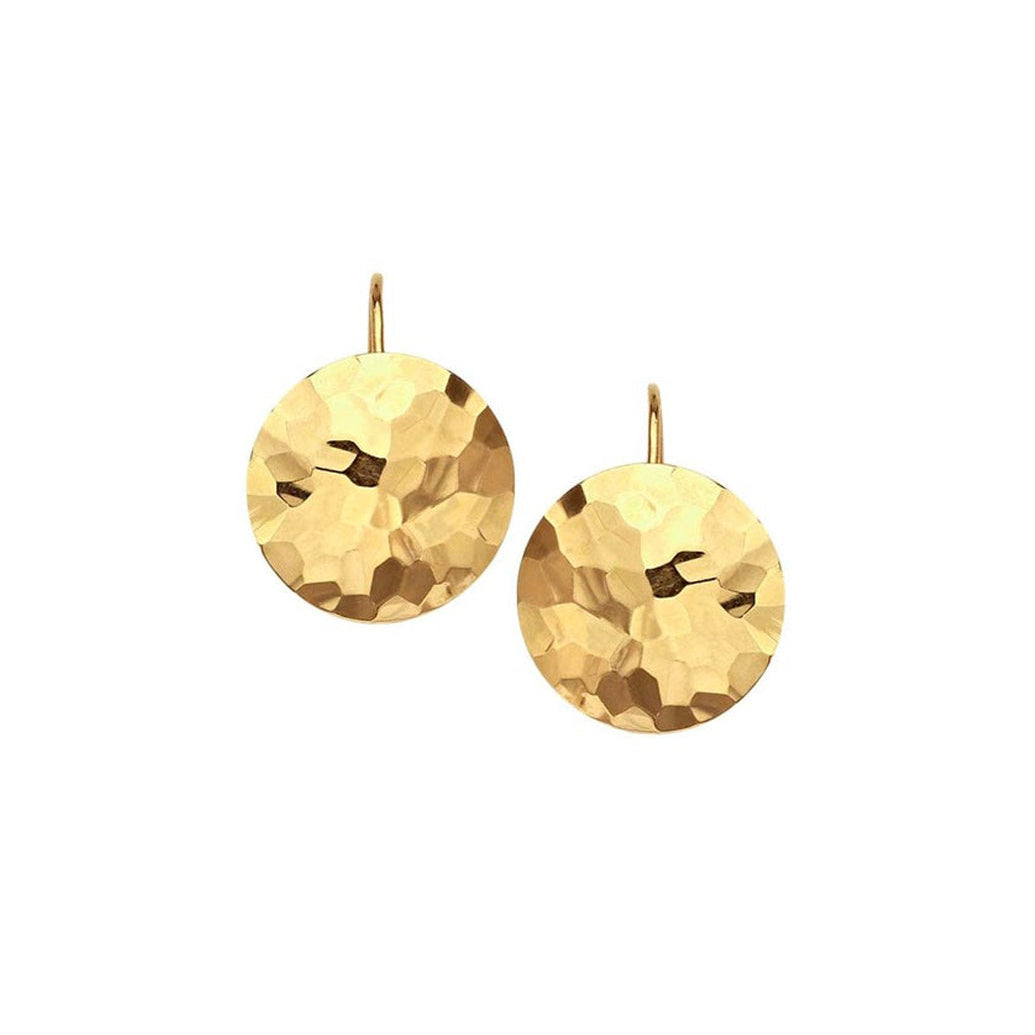 Gold Hammered Disc Earrings