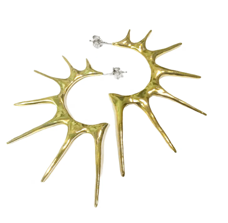 Sunrise Spike Hoop Earrings - Bronze