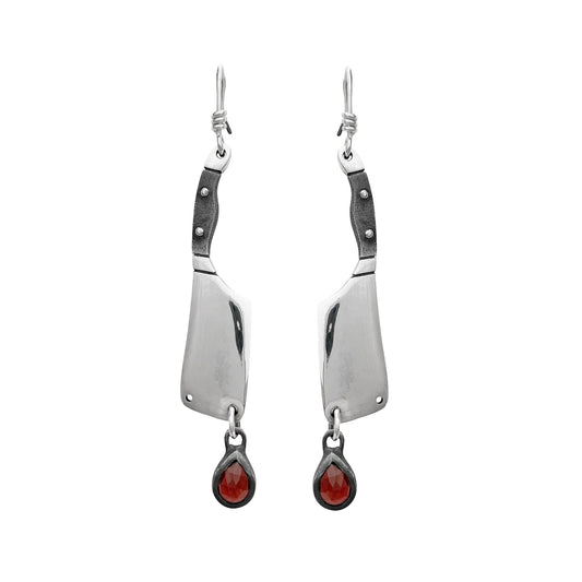 Meat Cleaver Earrings - Silver