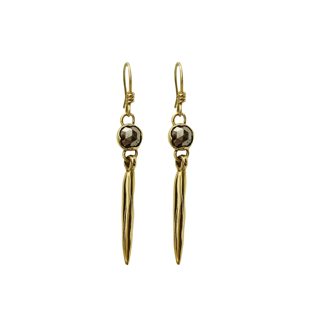 Bronze Spike Earrings with Pyrite
