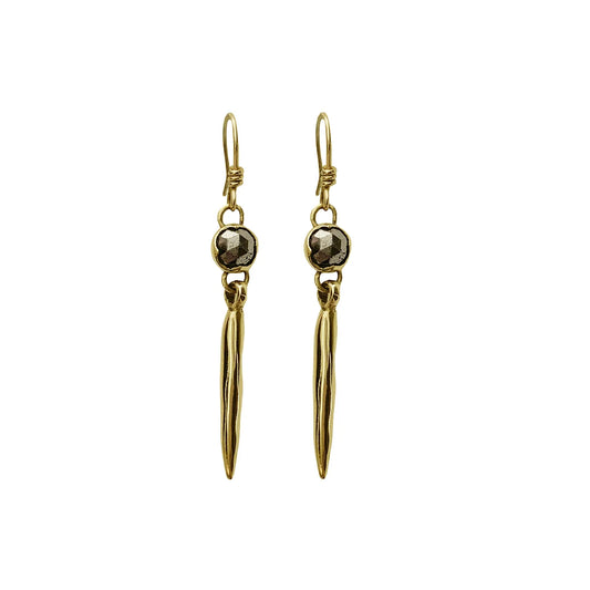 Bronze Spike Earrings with Pyrite