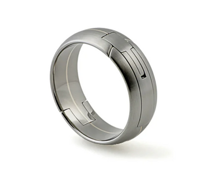 Titanium and 18K Yellow Gold Stripe Band