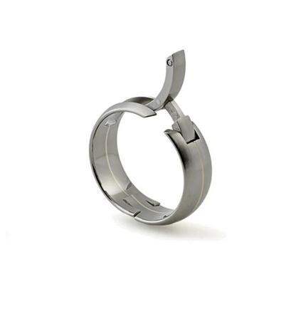 Titanium and 18K Yellow Gold Stripe Band