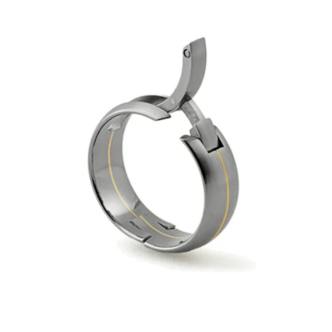 Titanium and 18K Yellow Gold Stripe Band